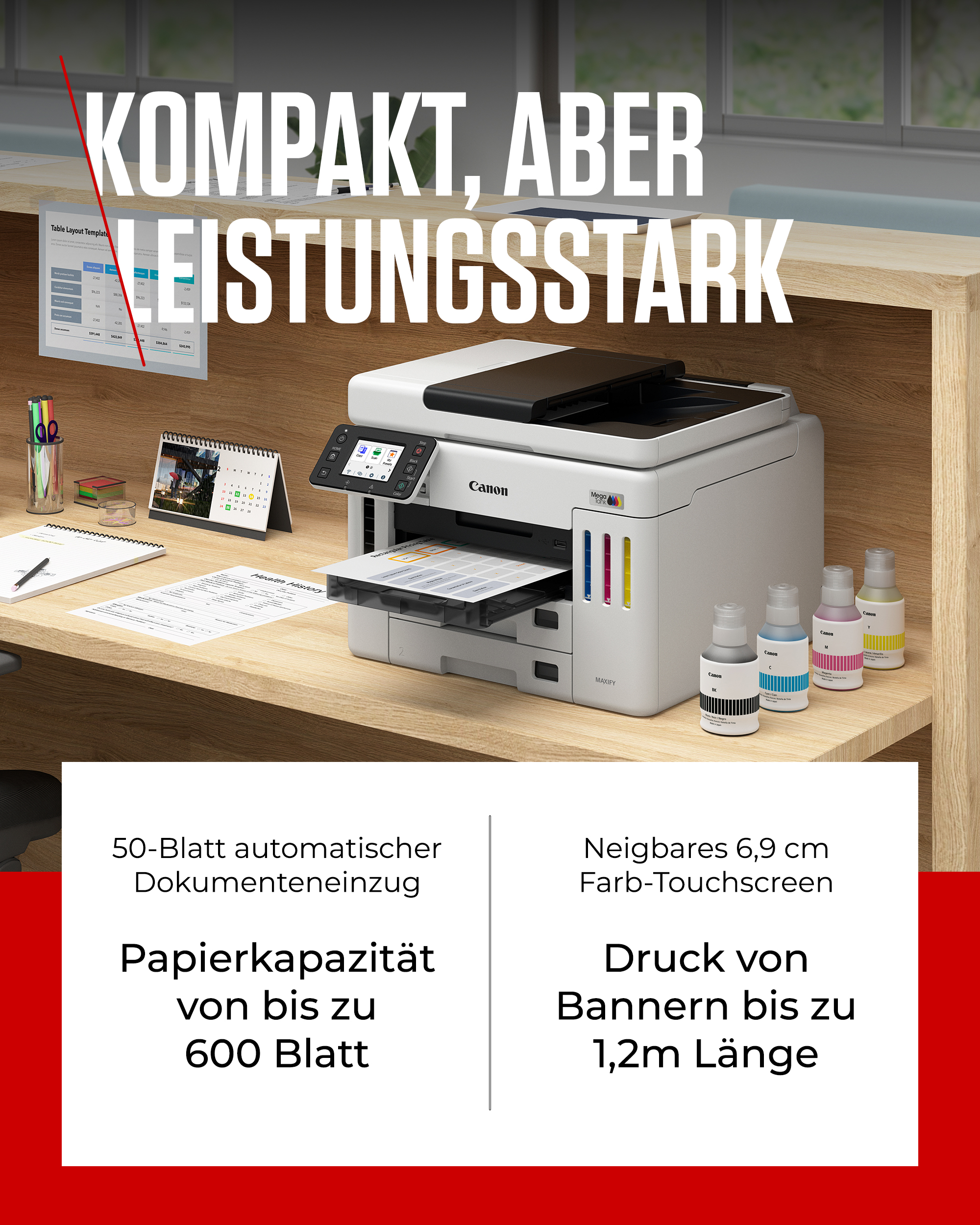AKTION: Canon MAXIFY GX7150 4 in 1 Tintenstrahl-Multifunktionsdrucker weiß mit 100 Euro CashBack