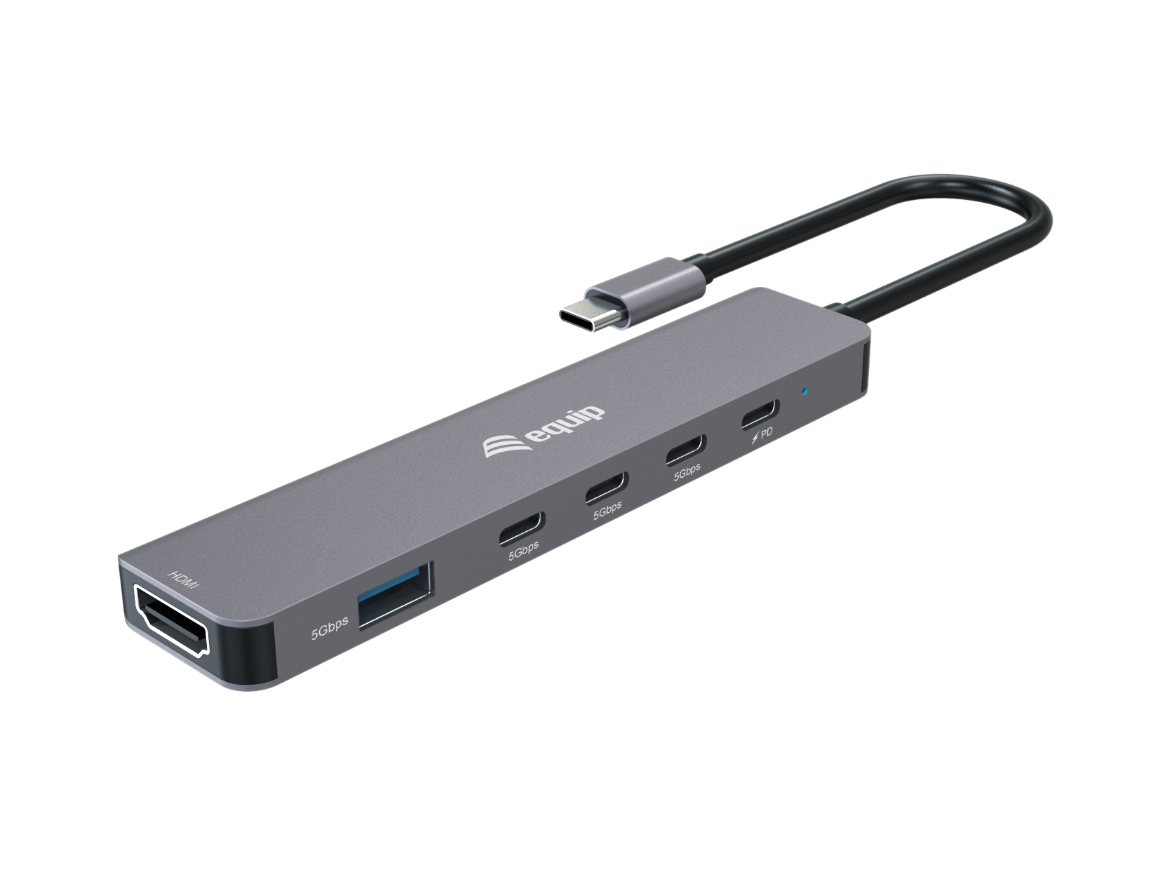 Equip Adapter USB-C->HDMI/3xUSB-C/USB-A 4K/ 60Hz 0.25m Alu.