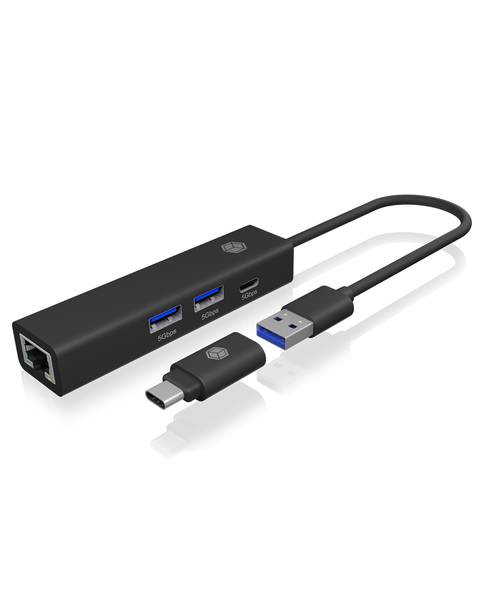 Adapter IcyBox USB3.2 Gen1 Hub & Gigabit LAN 4-in-1 retail