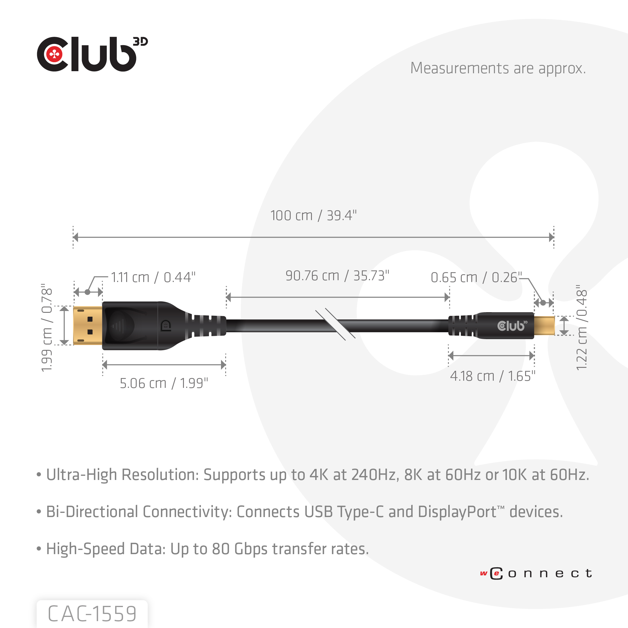 Club3D Kabel USB Typ C  DP 2.1 1m 10K60Hz St/St retail