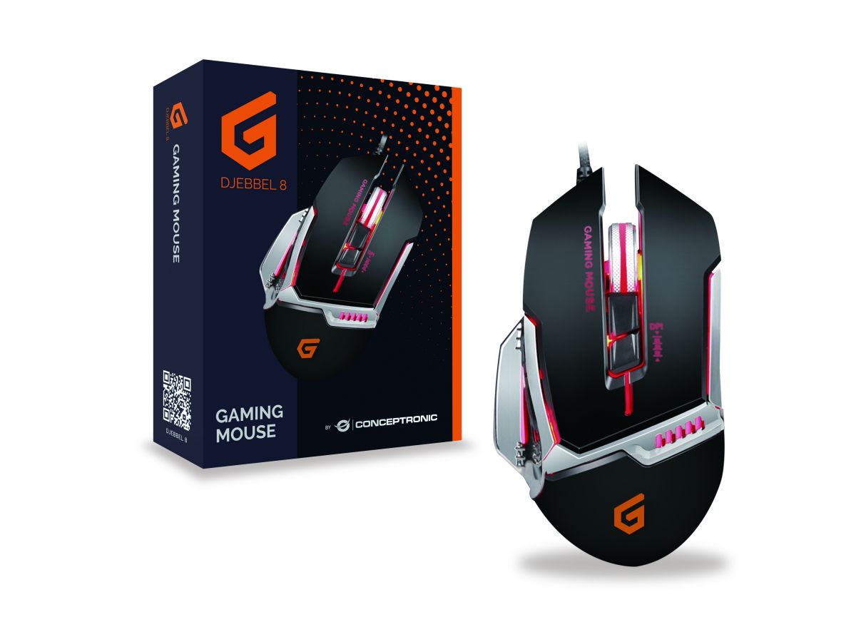 CONCEPTRONIC Gaming Maus USB/4000DPI/IC/8Buttons 1.60m sw