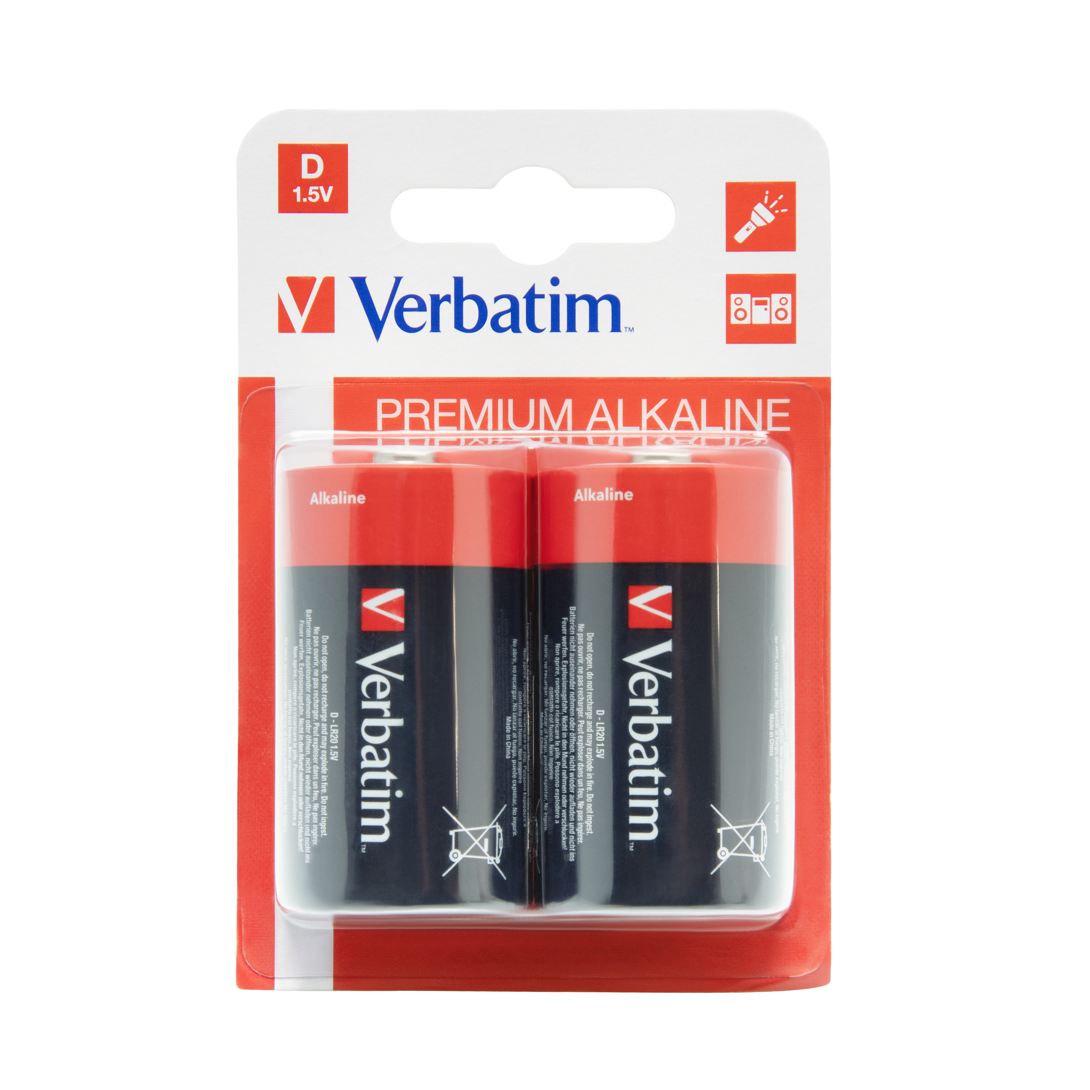 Batterie D Verbatim Alkalibatterien 2er Pack extern retail