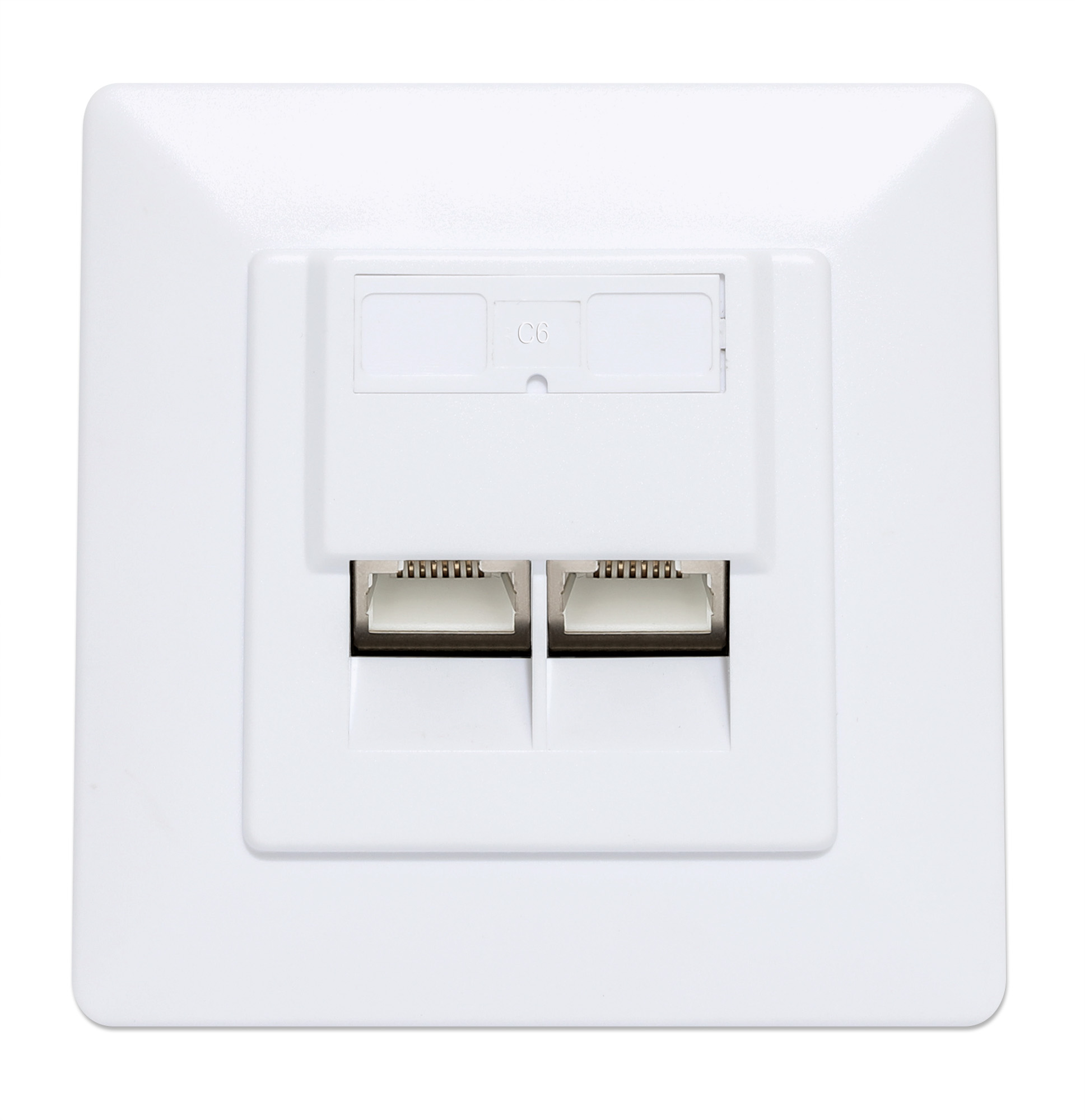 INTELLINET 2-Port Cat6 10G RJ45-Unterputzdose STP weiß