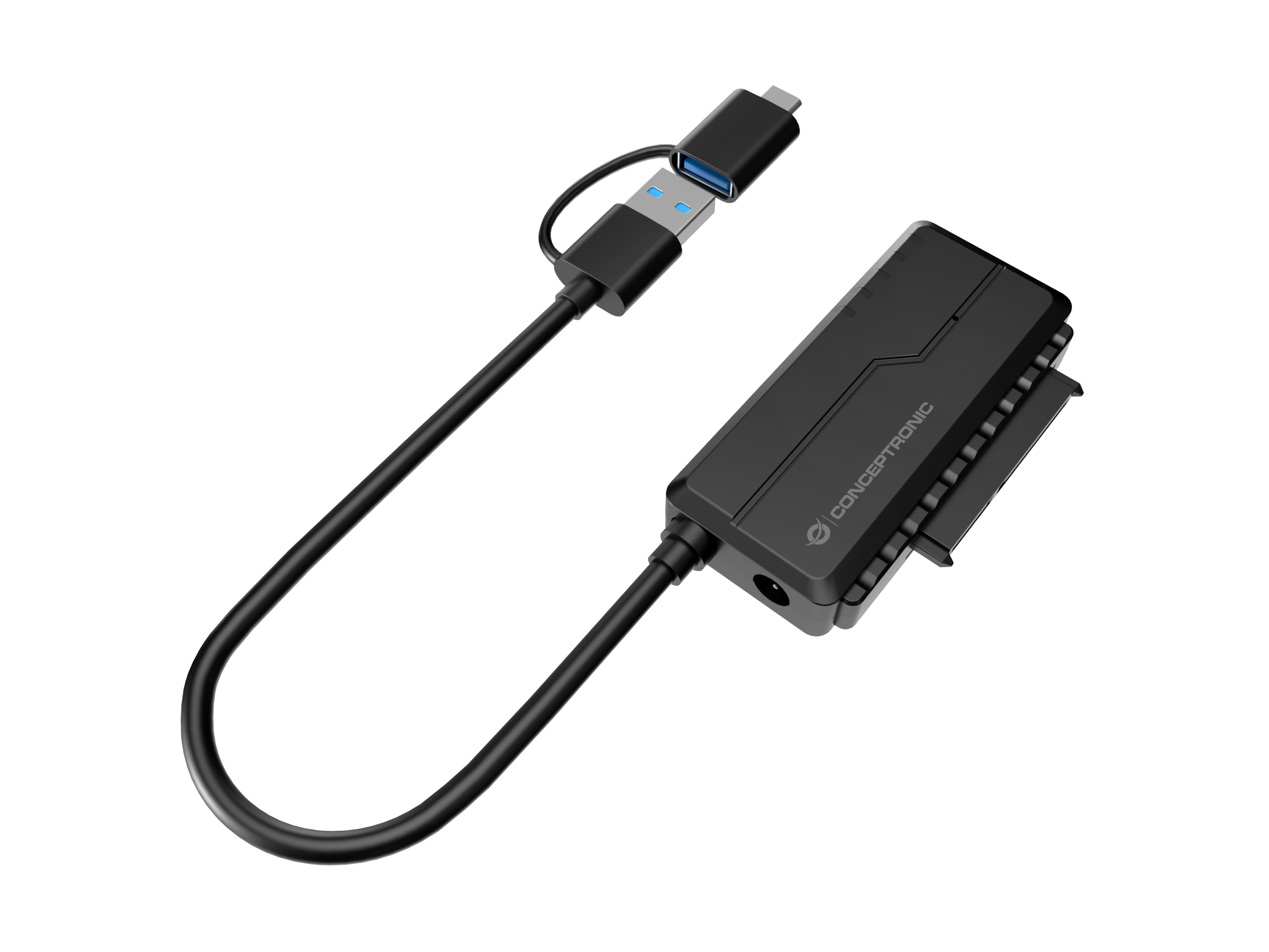 CONCEPTRONIC Adapter USB-A/-C3.0->SATA 22Pin St/Bu schwarz