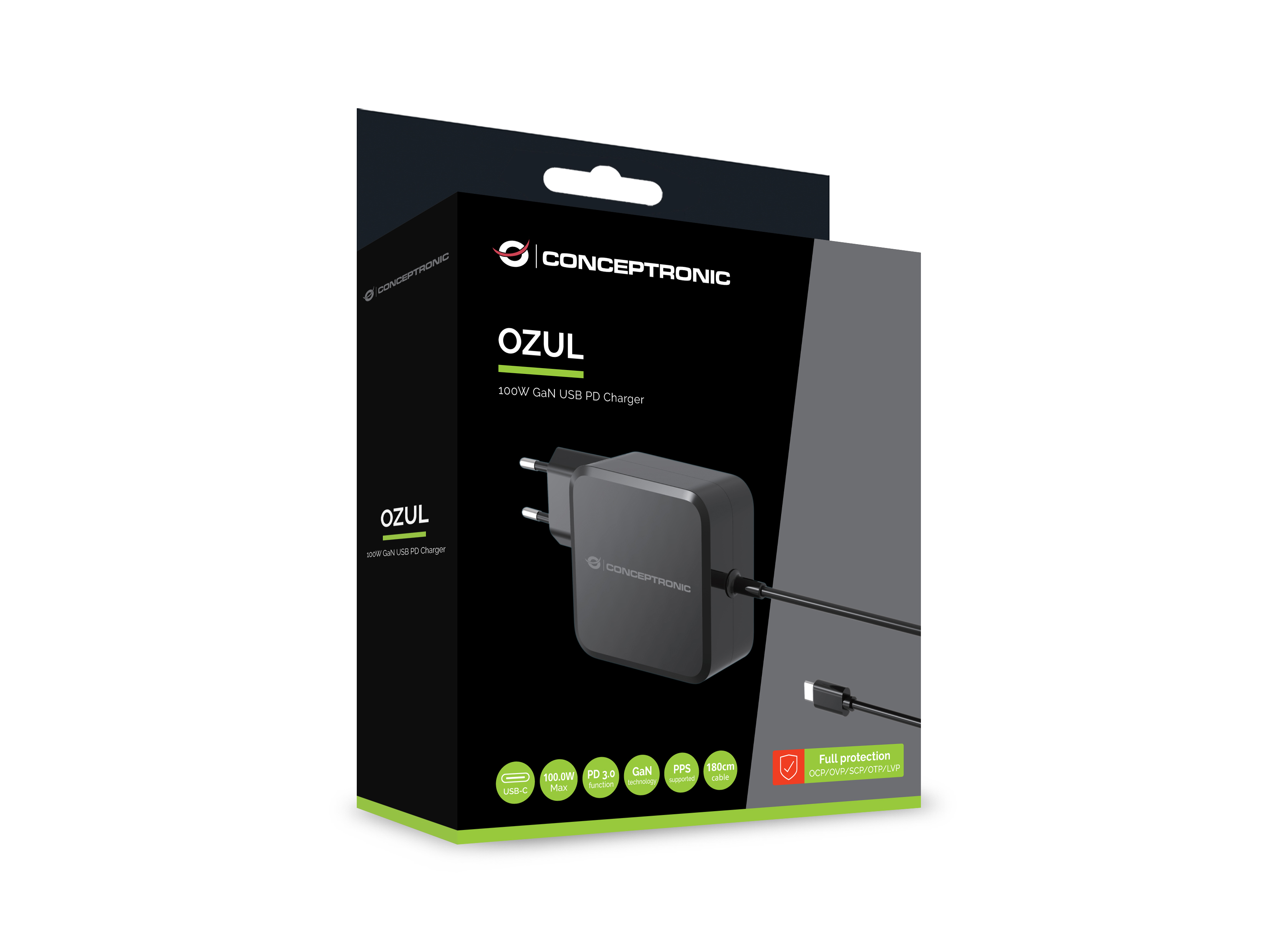 CONCEPTRONIC Ladegerät 1Port GaN USB-C Desk 100WPD3.0/PPS sw
