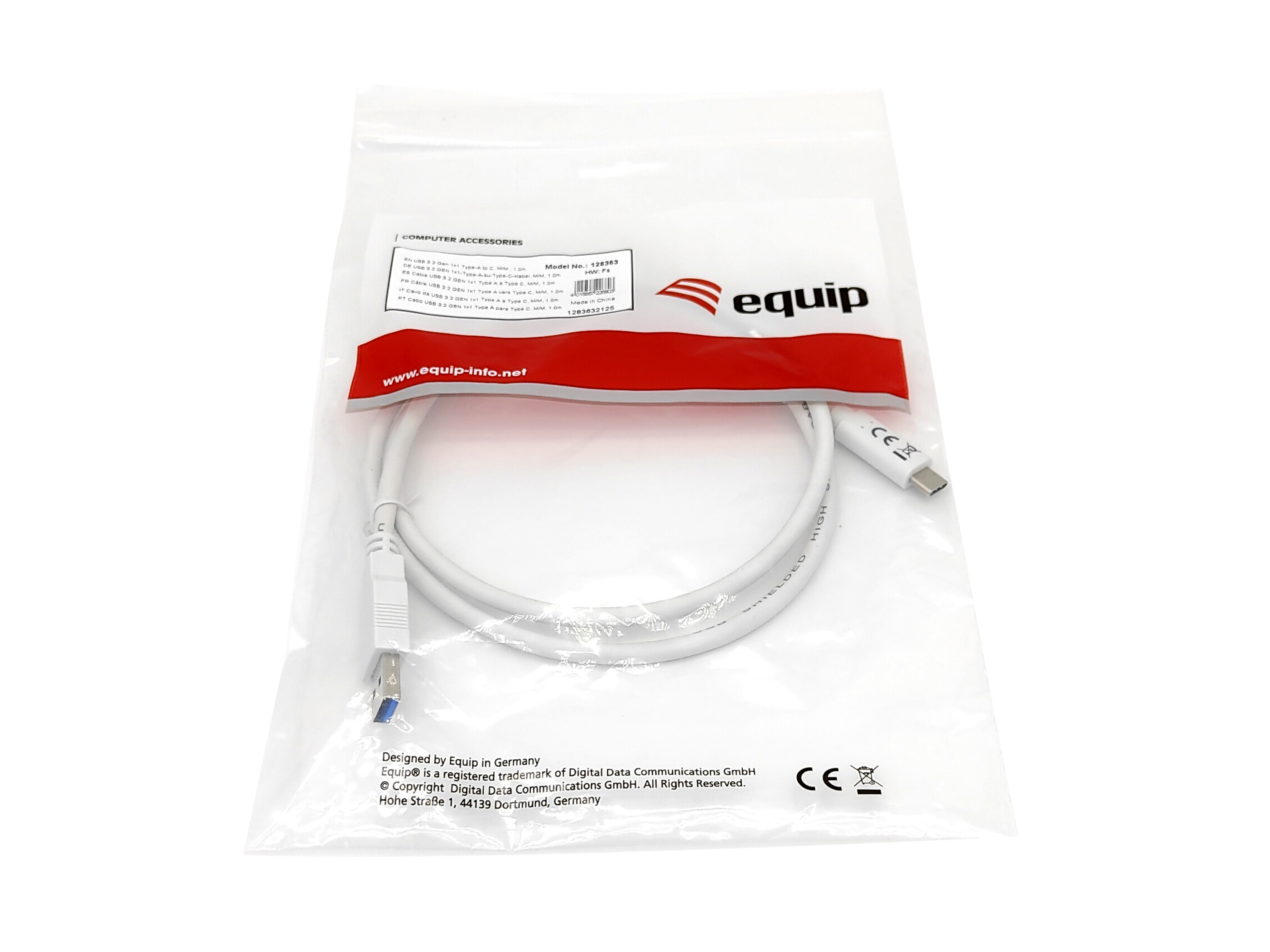 Equip Kabel USB-A3.2->C Gen1 3A St/St 2.00m weiß