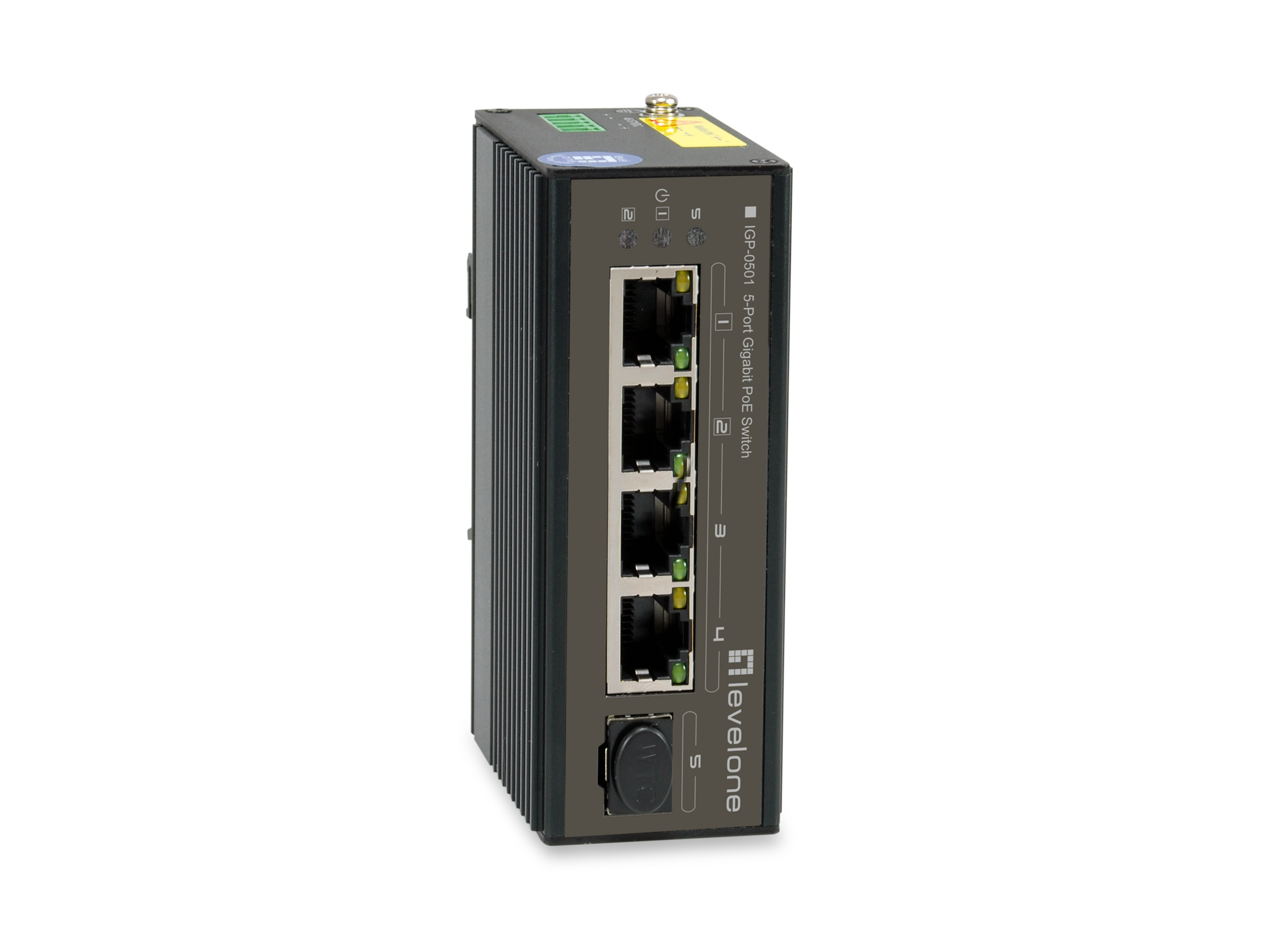 LevelOne Industr.PoE+Switch 4xGE PoE/1xSFP 240W unman.Metall