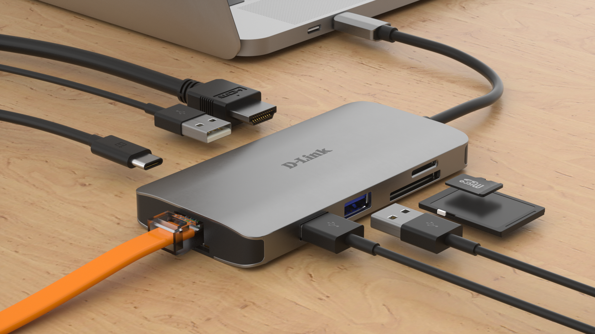 USB-C 8-PORT USB HUB+HDMI+LAN WITH CARD READER+USB-C PD
