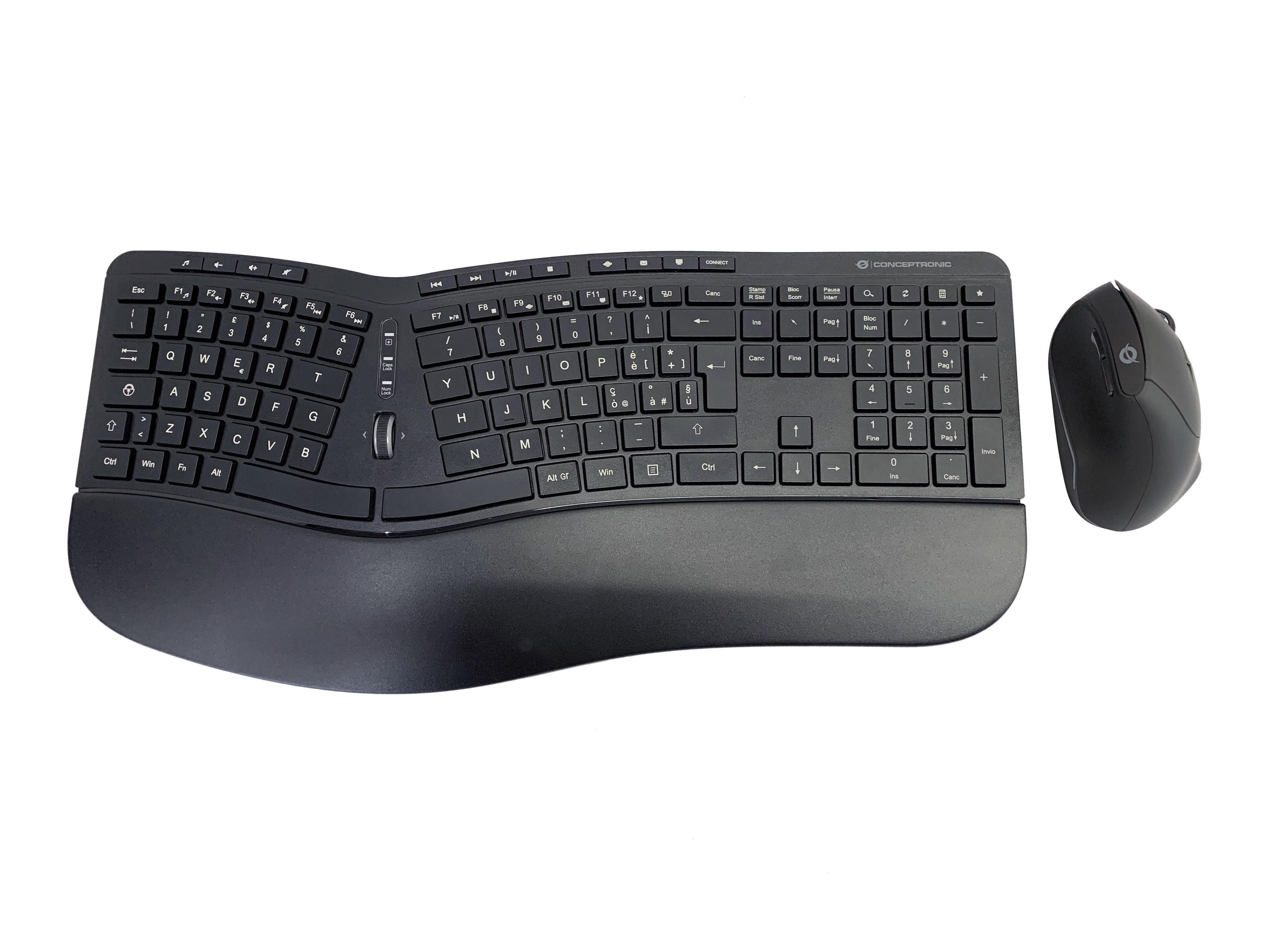CONCEPTRONIC Tastatur+Maus Wireless ERGO Layout IT schwarz