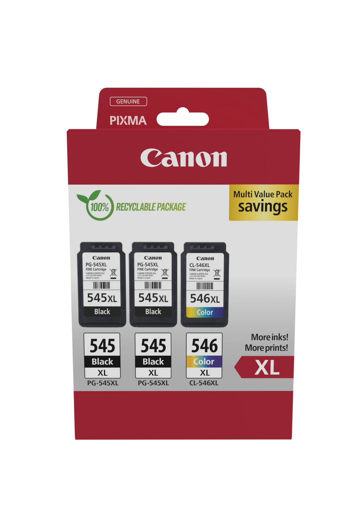 Canon PG-545XLx2/CL-546XL schwarz, color Druckköpfe, 3er-Set