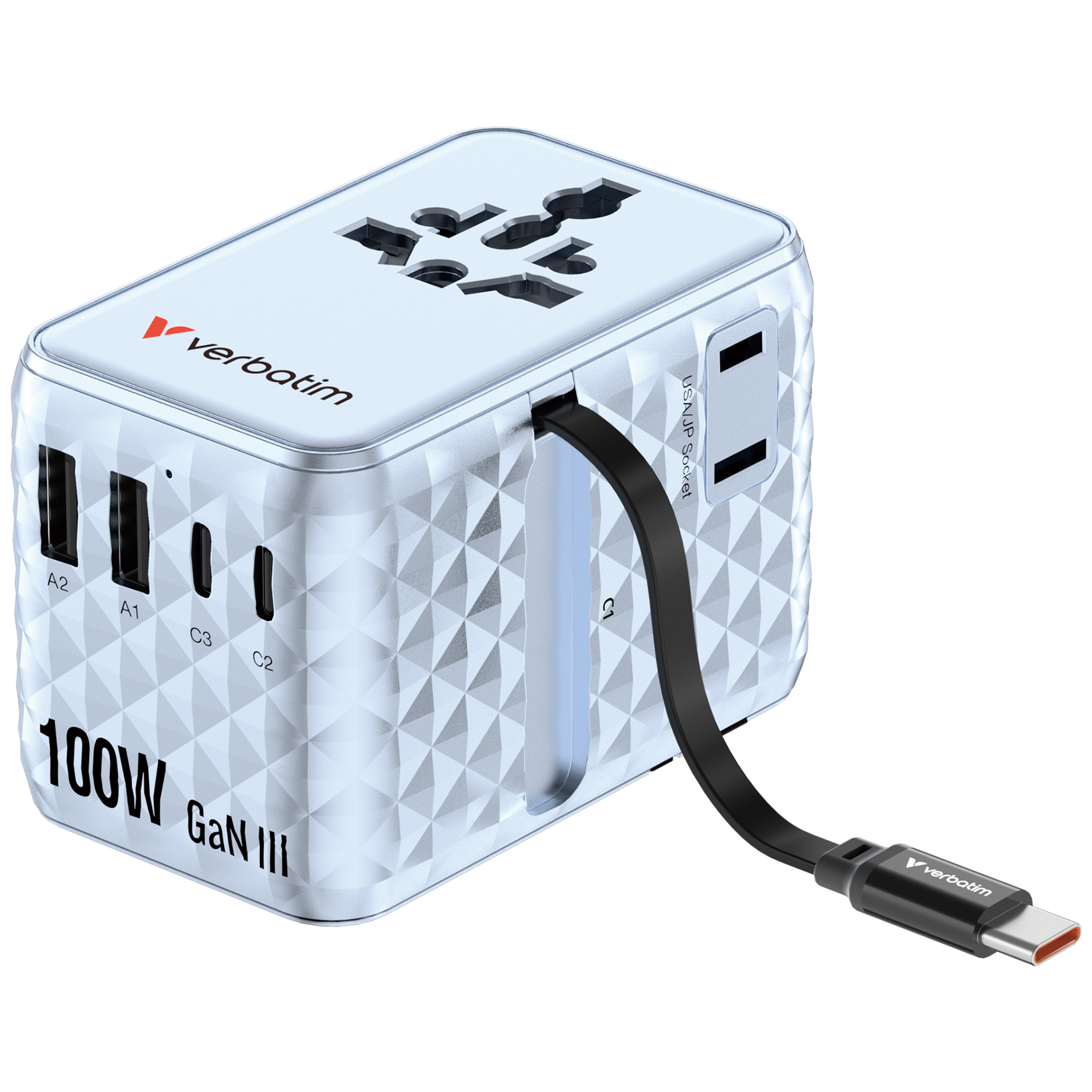Verbatim Charge'n'Travel Adapter 100W 1C retractable blue
