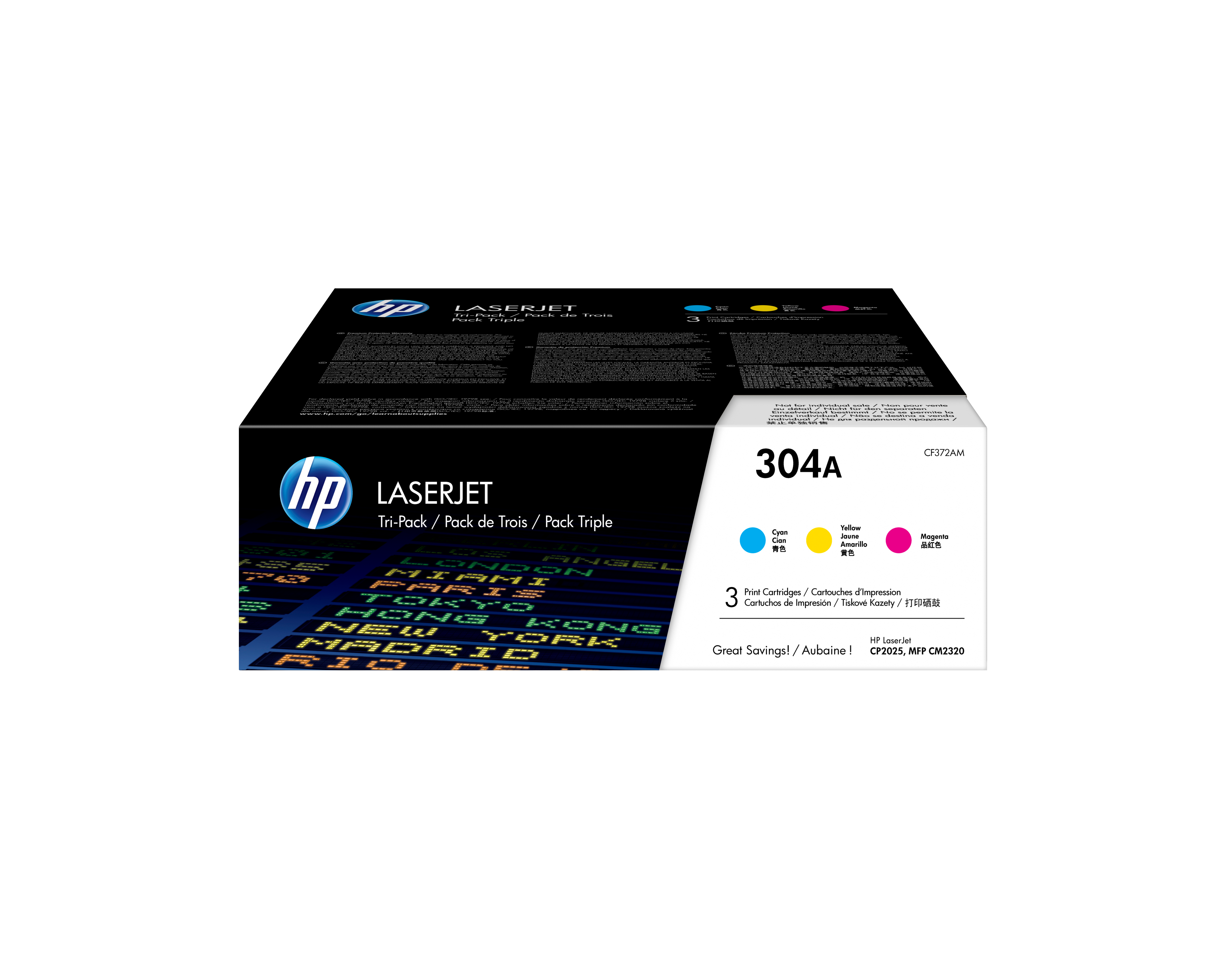 HP 304A original Toner cartridge CF372AM cyan magenta yellow standard capacity 3 x 2.800 pages 3-pack
