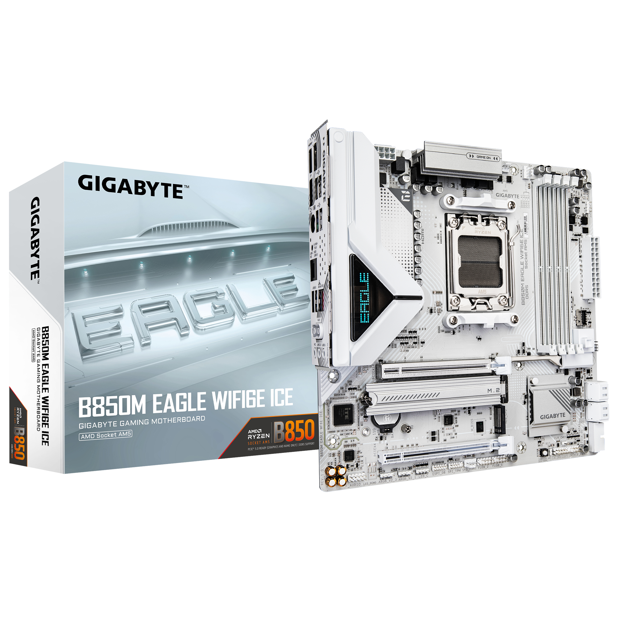 GIGABYTE B850M EAGLE WF6E ICE AM5 4xDDR5 4xSATA 2xM.2 1xHDMI 2xDP