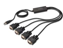 USB 2.0 Adapterkabel, USB-A Stecker > 4x Seriell RS232 Stecker