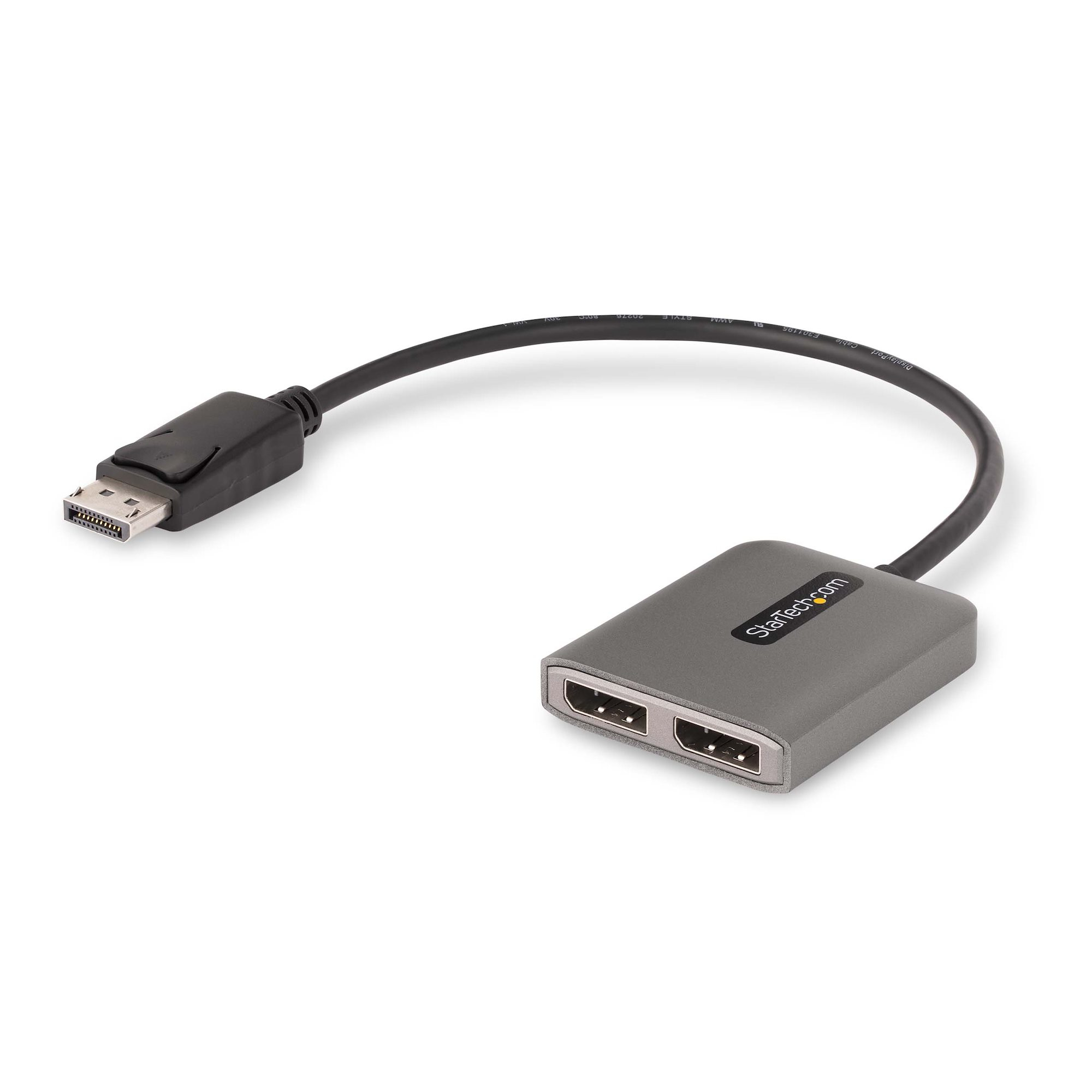 STARTECH.COM 2-Port DisplayPort MST Hub Dual 4K 60Hz DP 1.4multi-Monitor Video Adapter 1ft Built-in Cable USB Powered Windows Only