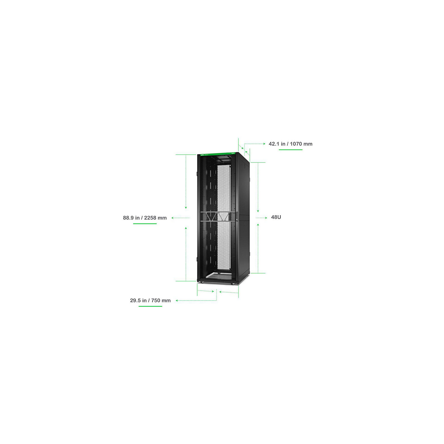 APC NetShelter SX Gen 2 Rack cabinet 2258H x 750W x 1070D mm with Sides floor-standing Black 48U 19 TAA Compliant