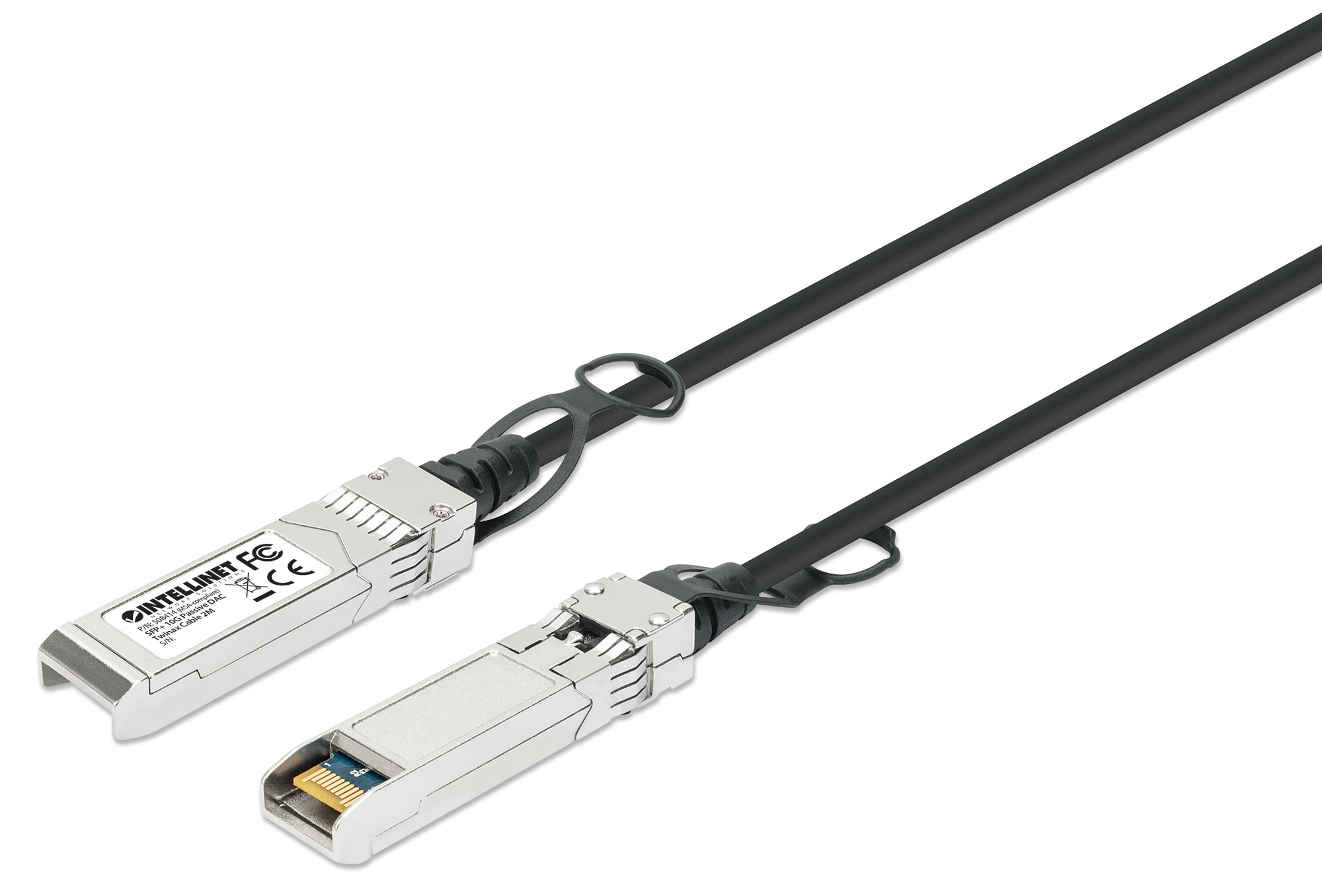 INTELLINET SFP+ 10G Passives DAC Twinax-Kabel SFP+ auf SFP+ 2 m MSA-konform Direct Attach Copper AWG 30 schwarz