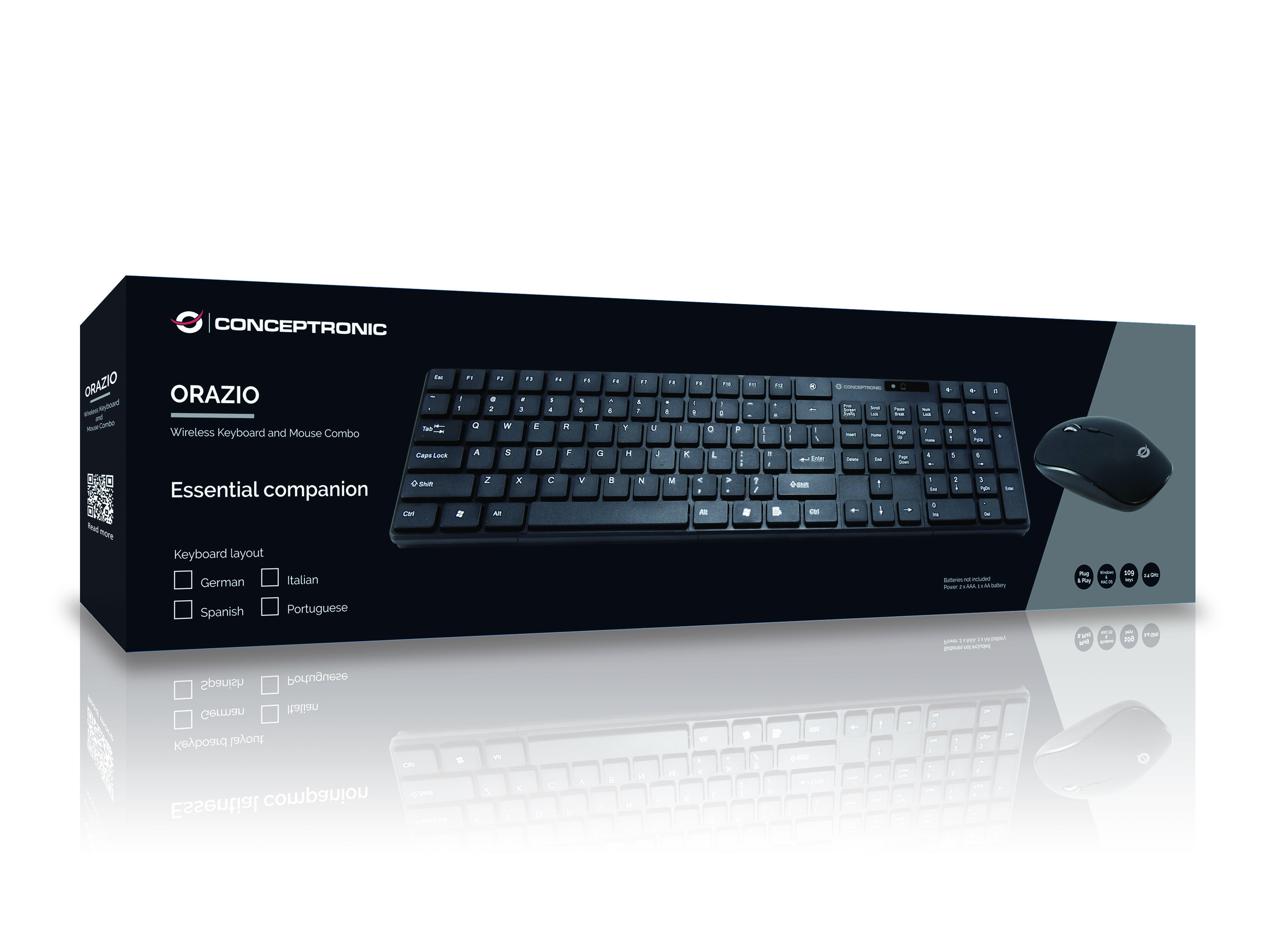 CONCEPTRONIC Wireless Tastatur +Maus Layout DE schwarz