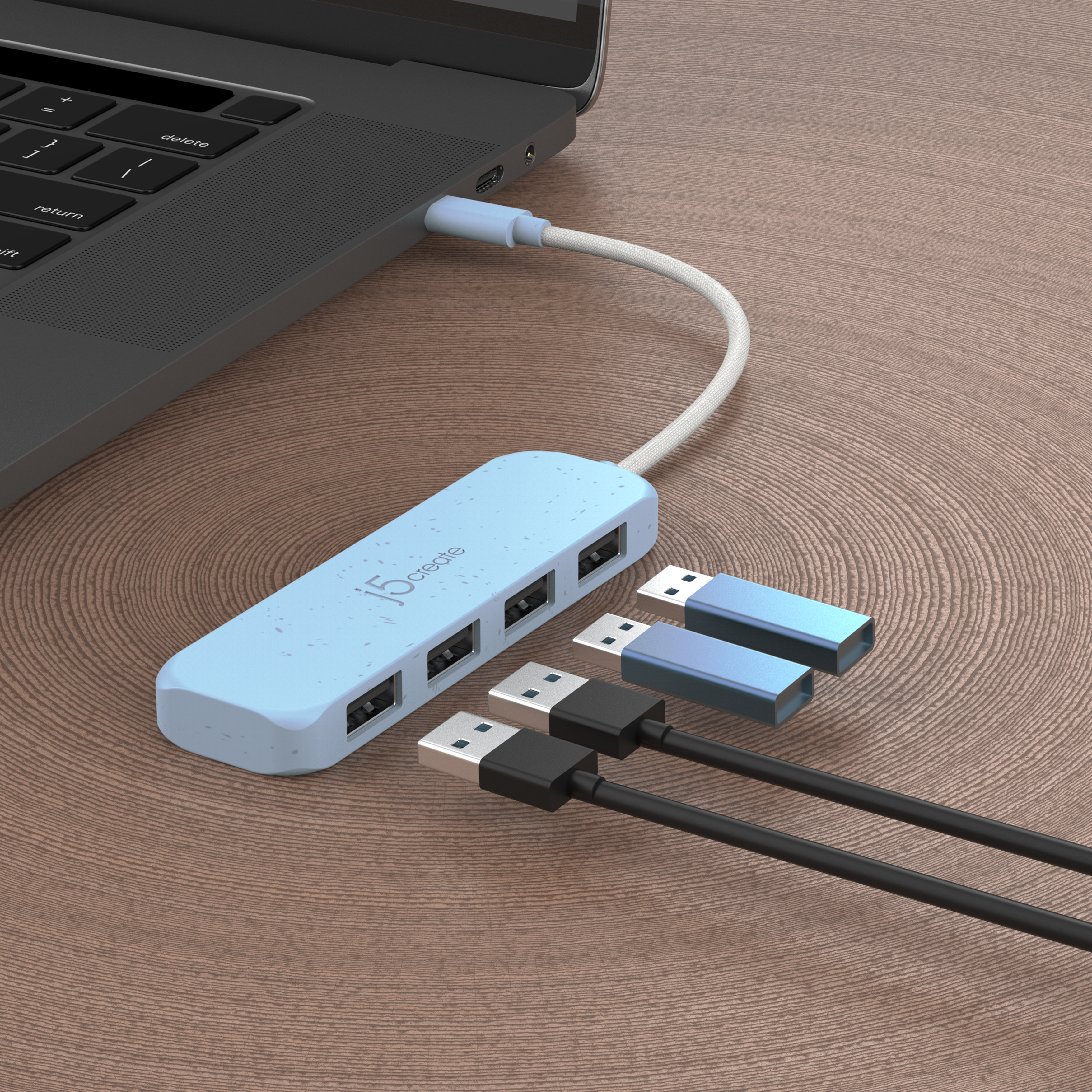 ECO-FRIENDLY USB-C TO 4-PORT TYPE-A GEN 2 HUB