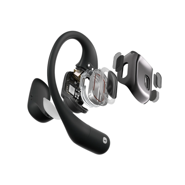SHOKZ OPENFIT BLACK OPEN-EAR LISTENING BUDS WITH ULTRA-SOFT S
