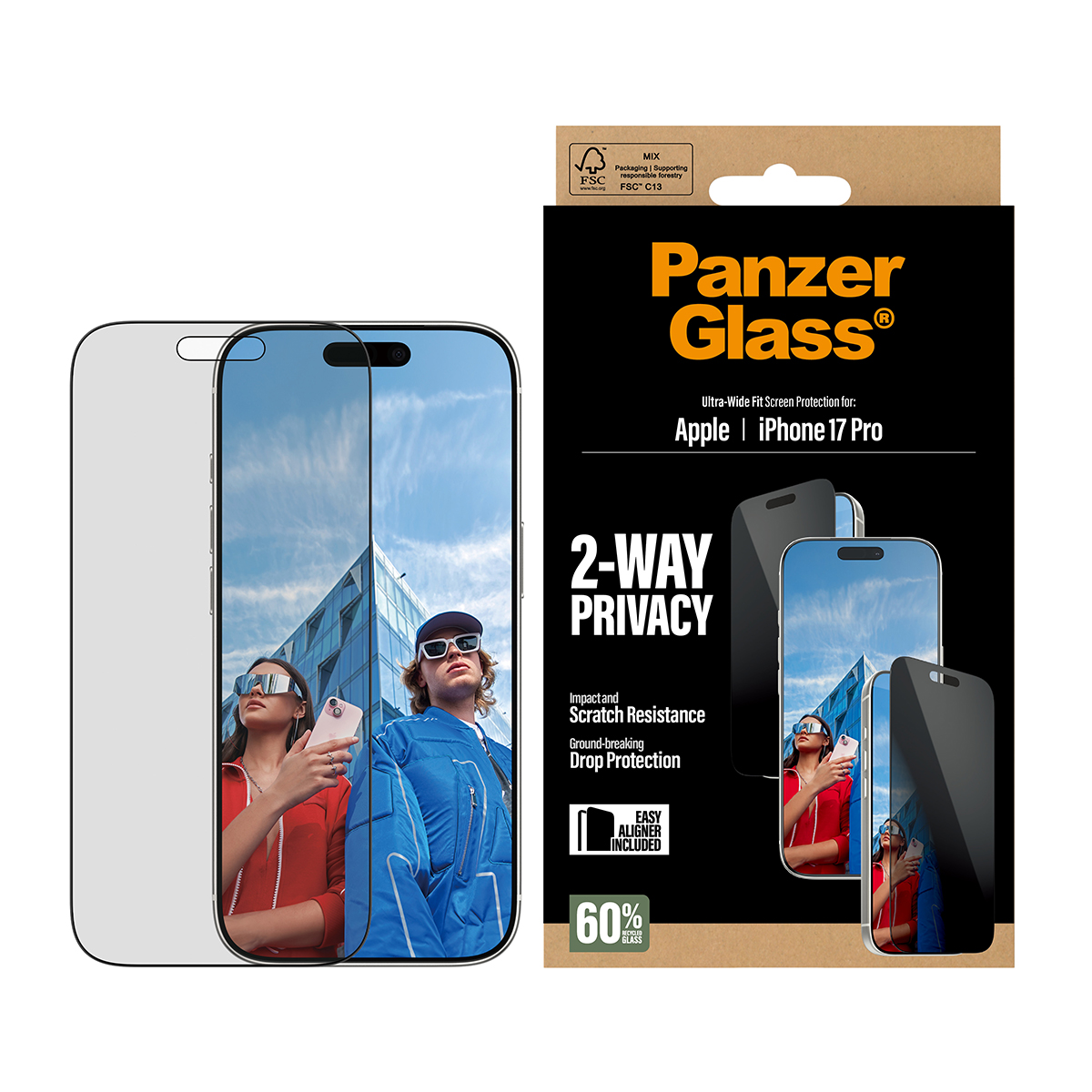 2-WAY PRIVACY SCREEN PROTECTOR IPHONE 17 PRO ULTRA-WIDE FIT W.