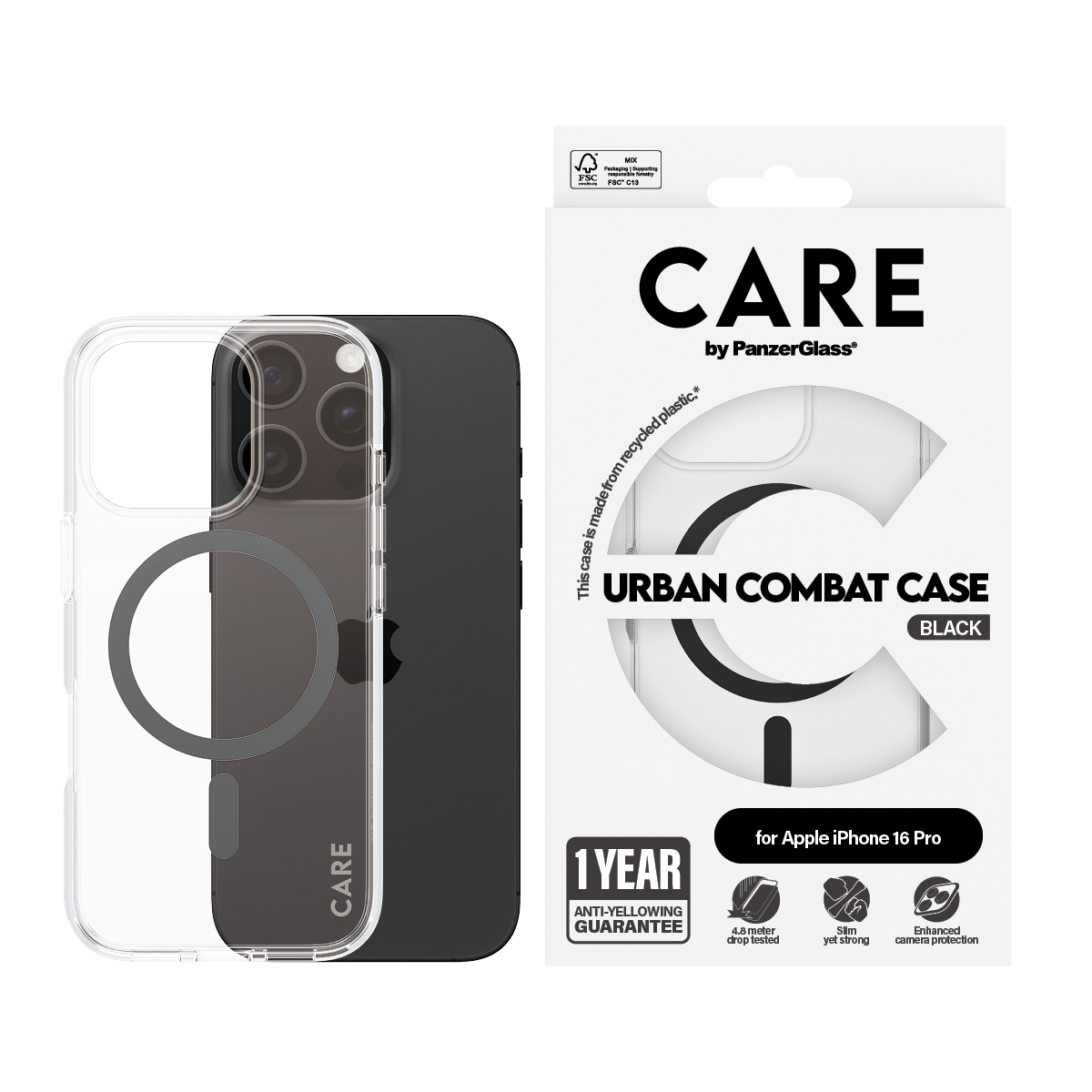 CARE BY PANZERGLASS CASE FLAGSHIP BLACK MAGSAFE IPHONE 16