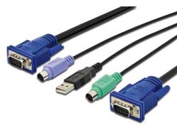 DIGITUS KVM-Kabel D-Sub15 -> USB+D-Sub15 St/St 1.80m