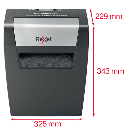 Rexel Momentum X308 Aktenvernichter mit Partikelschnitt P-3, 5 x 42 mm, bis 8 Blatt, schwarz