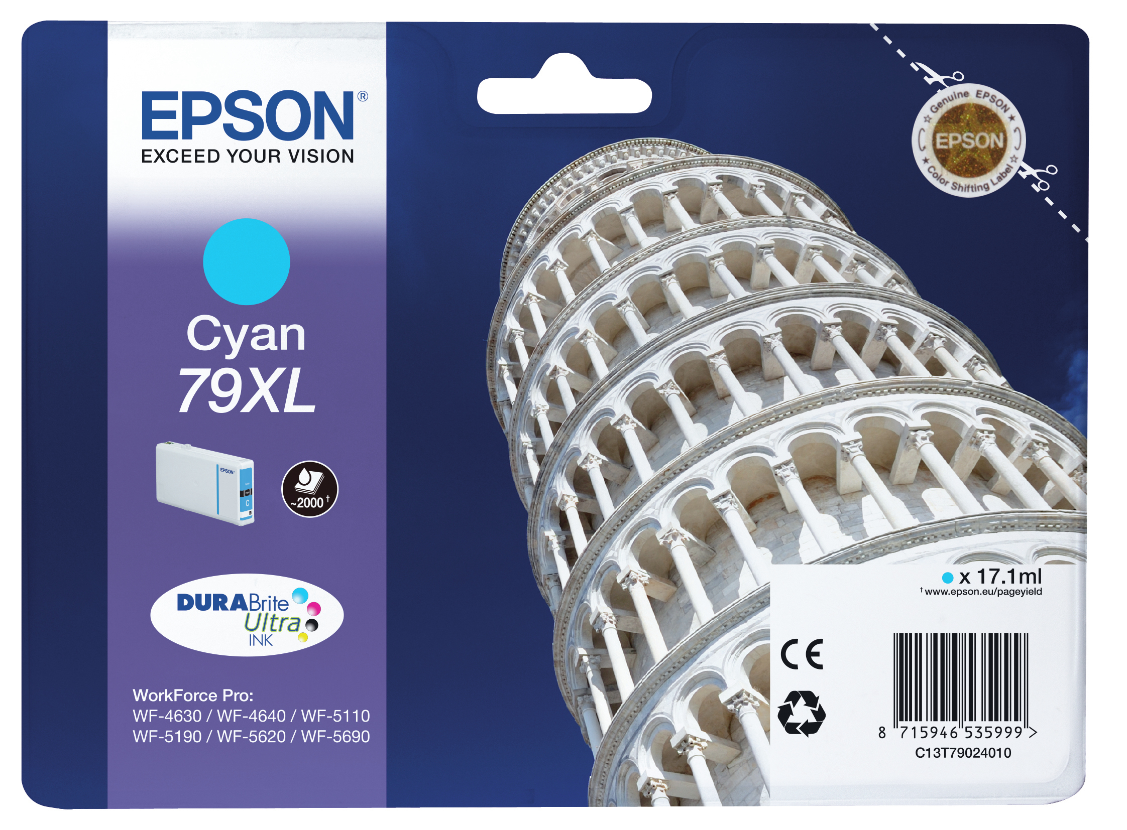EPSON 79XL / T7902XL (Turm von Pisa) cyan Druckerpatrone