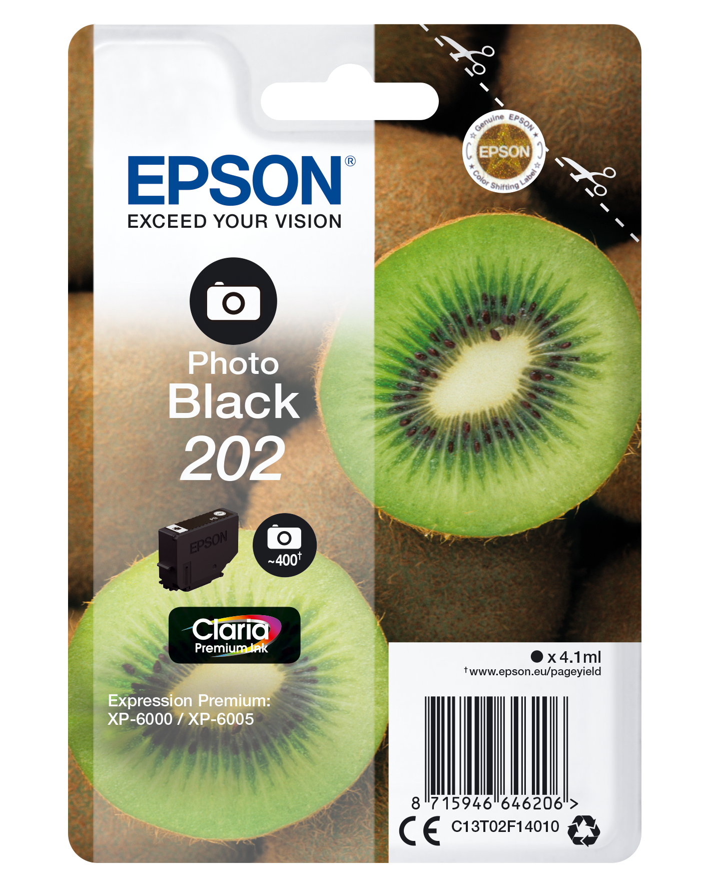 EPSON 202/T02F14 (Kiwi) Foto schwarz Druckerpatrone