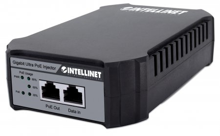 INTELLINET Gigabit Ultra PoE-Injektor 1 x 95 Watt-Port IEEE 802.3bt und IEEE 802.3at/af-konform Kunststoffgehaeuse