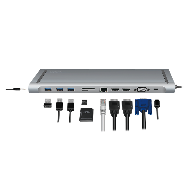 Logilink Dockingstation USB 3.2, 2x HDMI 11-Port, PD5, schw.
