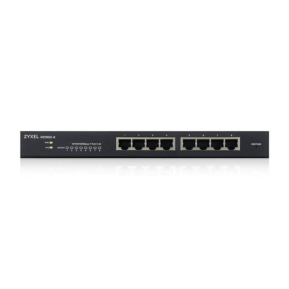 Zyxel Switch 8x GbE GS1900-8 smart switch,desktop,fanless