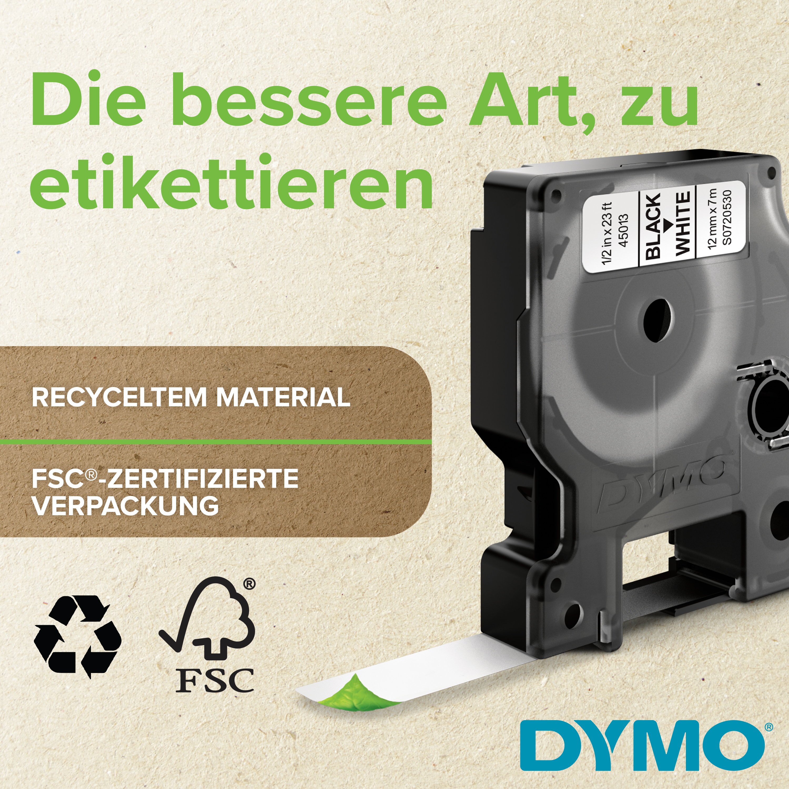 DYMO D1 Schriftband 45010 12mmx7.0m schwarz->transp.