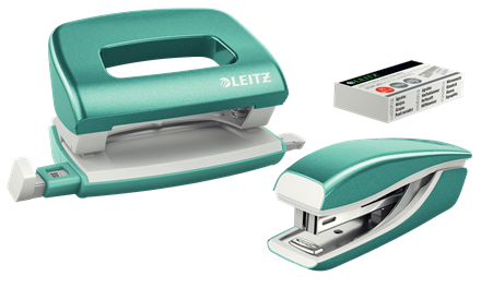 LEITZ Locher und Heftgeräte Set NeXXt WOW 5561 eisblau