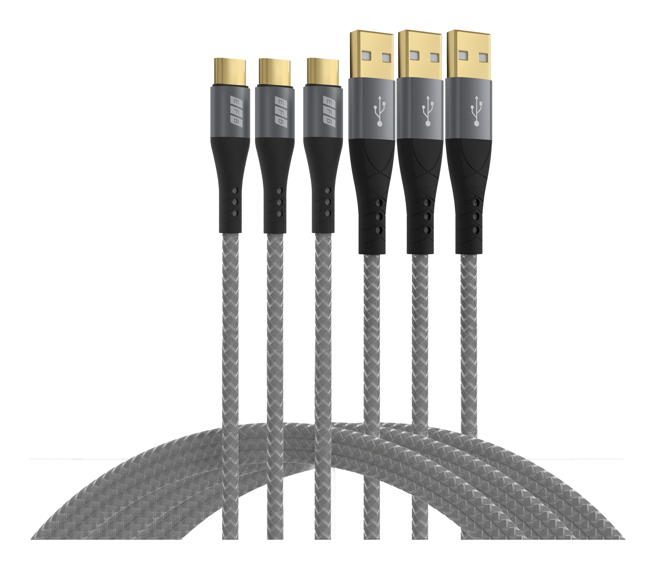 EFB USB-A auf USB-C Kabelset 60W QC 3A 3x2m