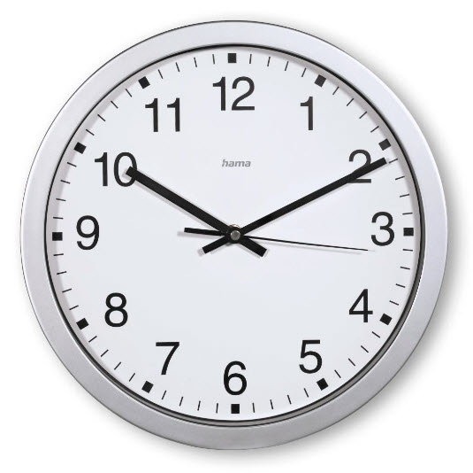 hama Wanduhr Mallorca weiß silber Kunststoff, Ø 30,0 cm