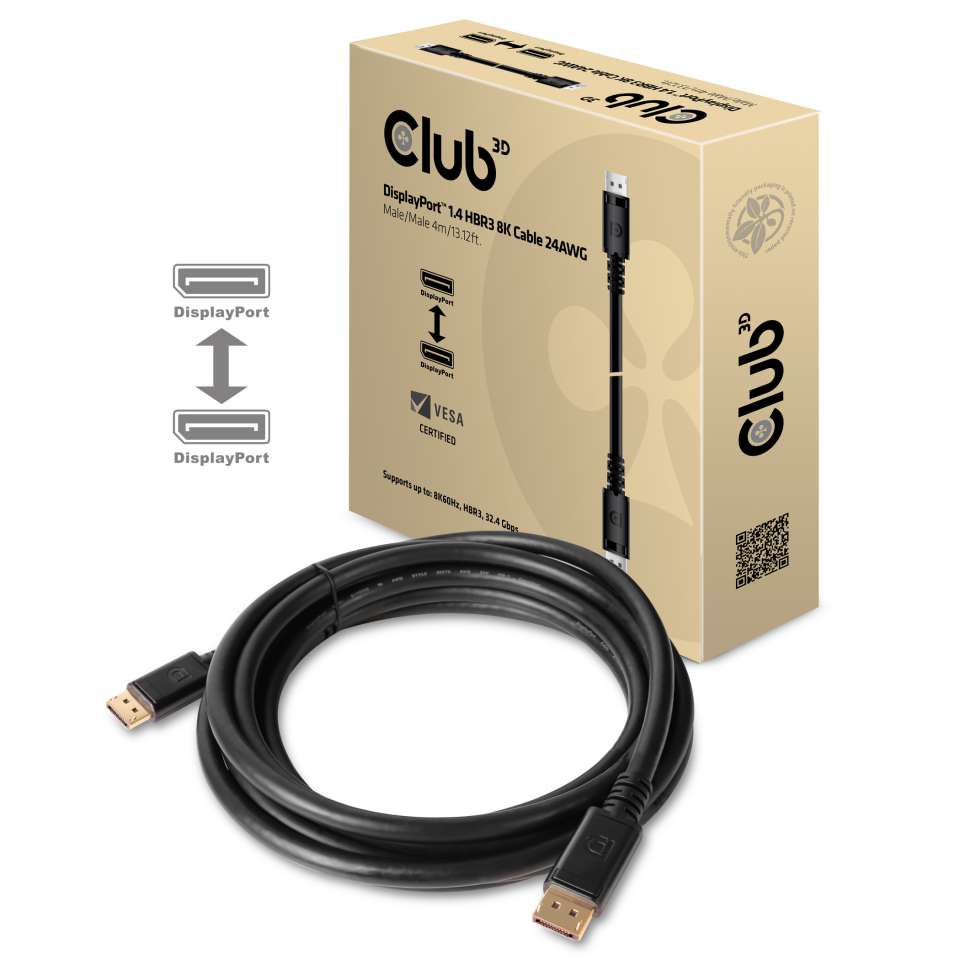 Club3D DisplayPort-Kabel 1.4 HBR3 32,4Gb/s 4m 8K60Hz St/St retail