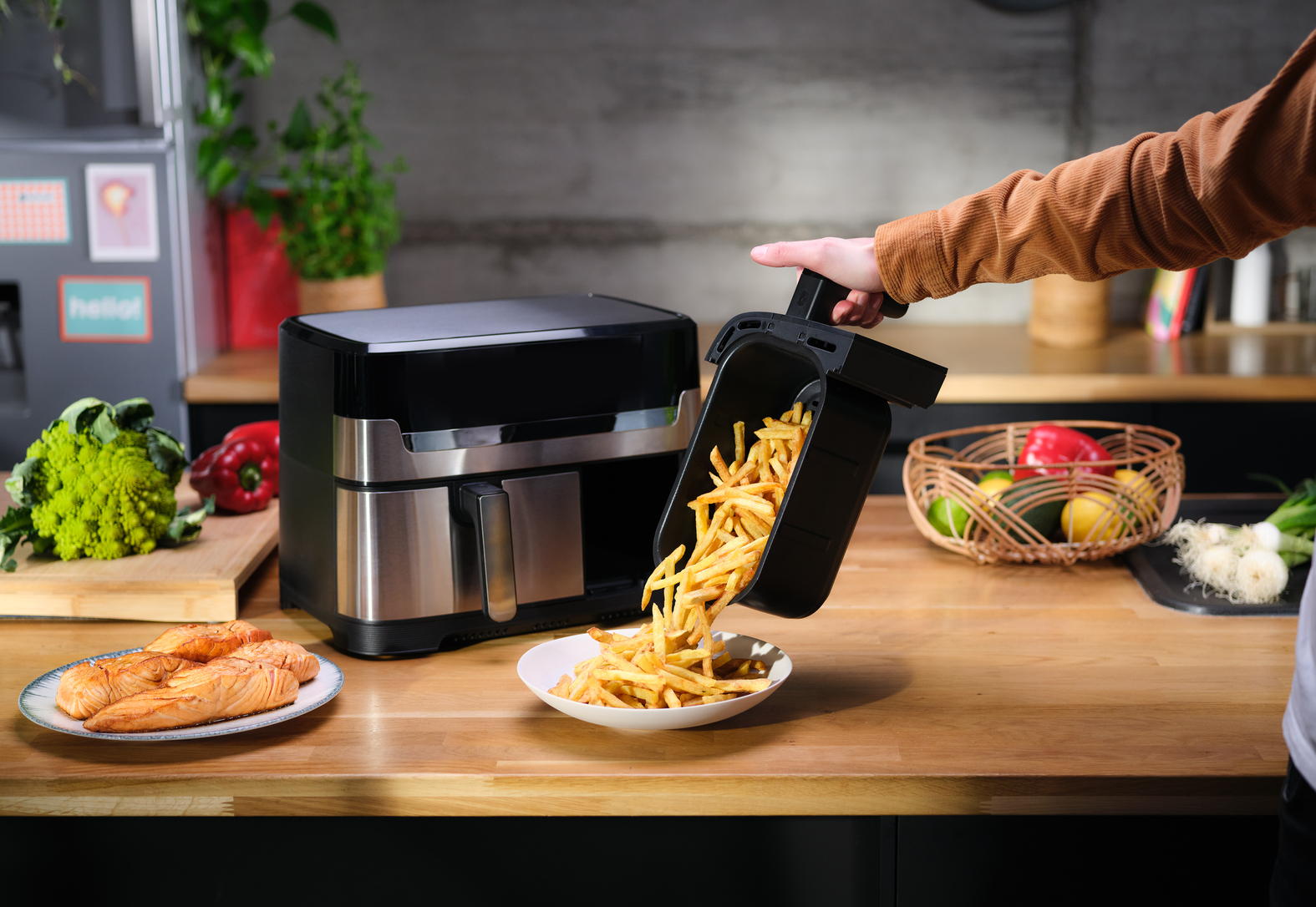 Tefal EY905D Easy Fry & Grill Dual Heißluftfritteuse ede