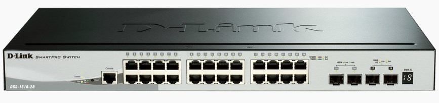 D-LINK DGS-1510-28X/E 28-Port Gigabit stackable Smart Managed Switch 24x 10/100/1000Mbps 4x 10G SFP+