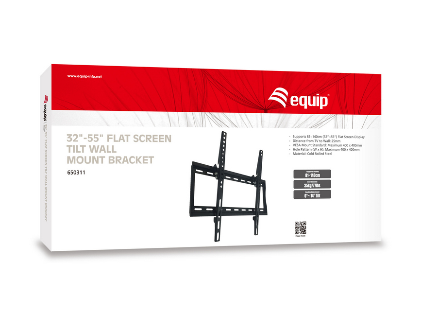 Equip Wandhalterung 32-55/1TFT neigbar 1Gelenk 35Kg sw retail