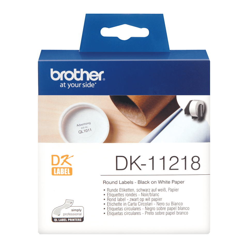 DK ROUND SINGLE ROLLS WHITE F/ QL550/-1050 1000CPS/RL
