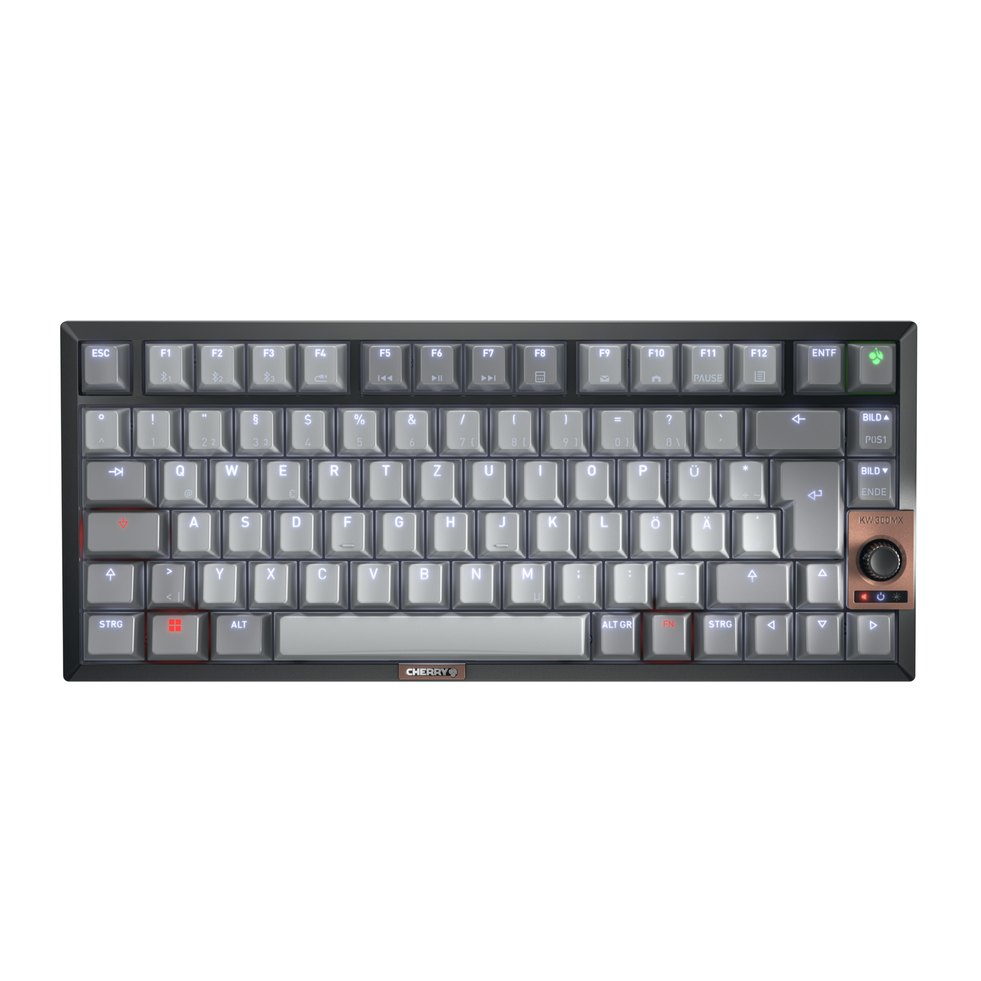 CHERRY KW300 MX Wireless Tastatur DE MX rot TKL 75% sw