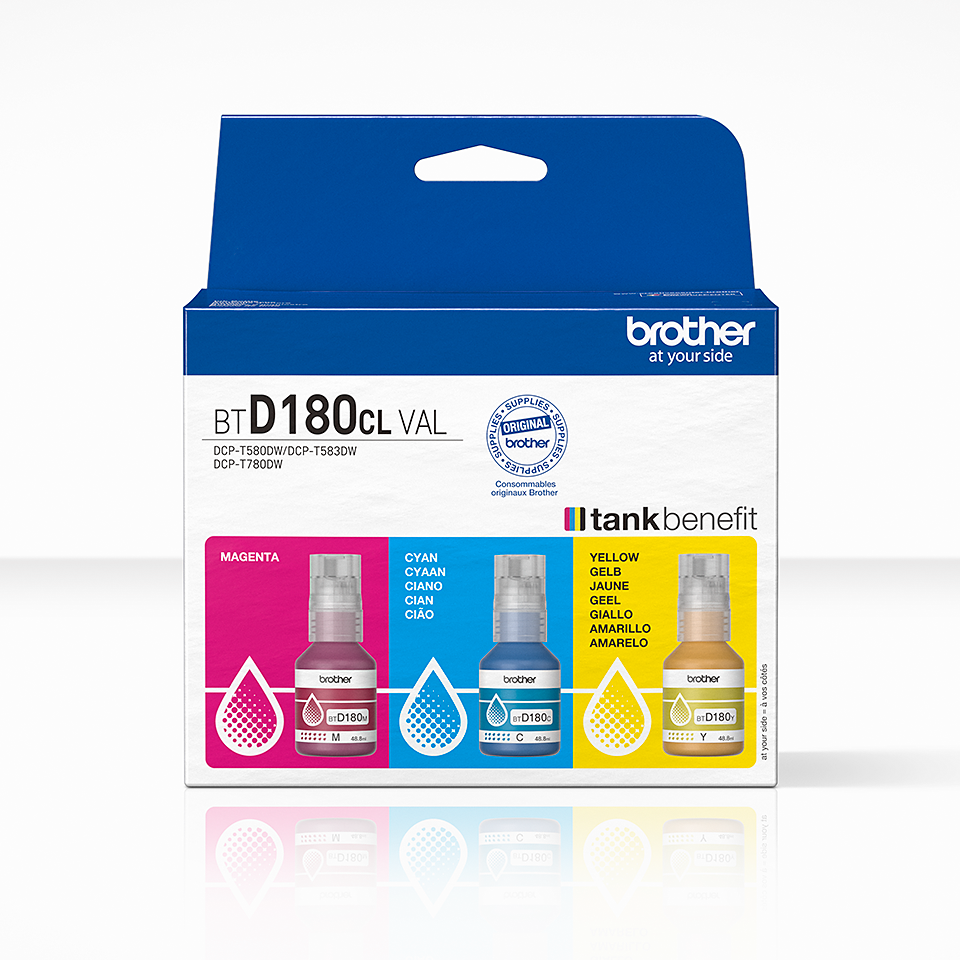 BROTHER CMY value pack ink 3 bottles yield up to 5.000 pages each