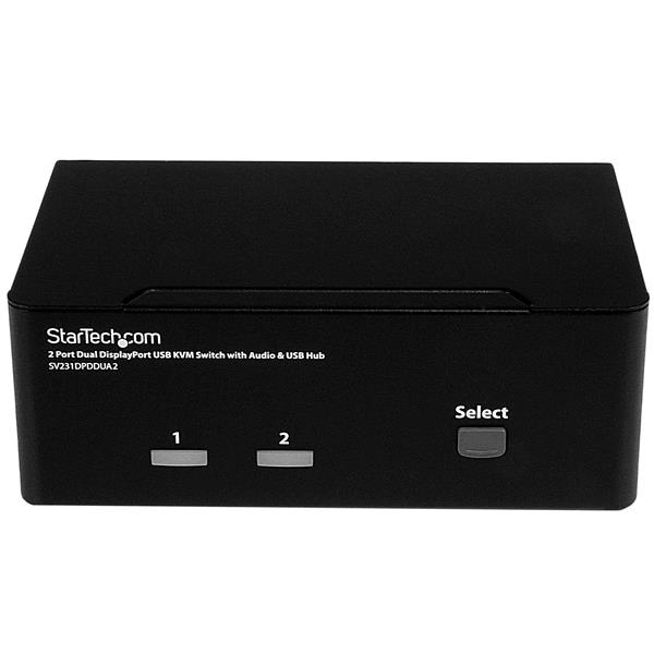 STARTECH.COM DisplayPort KVM Switch - 2 Port - Dual-Display - 4k 60hz - USB Hub - Audio and Microphone