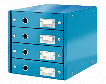 LEITZ Schubladenbox Click & Store blau 60490036, DIN A4 mit 4 Schubladen, 1 St.
