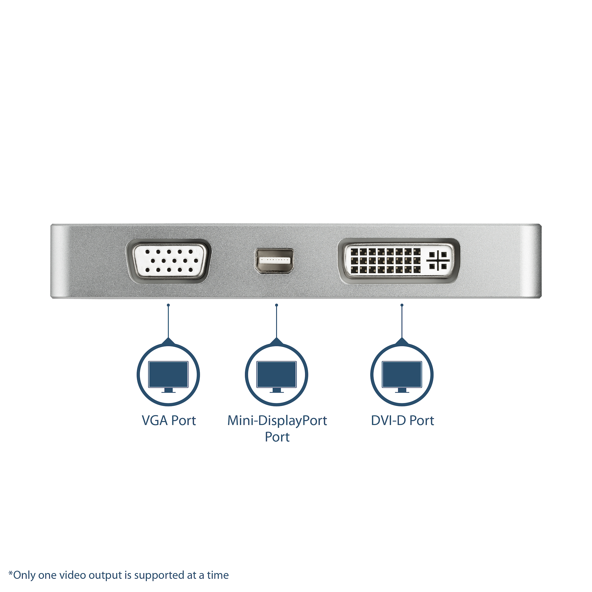 STARTECH.COM Aluminium Reise A/V Adapter 4-in-1 USB-C auf VGA, DVI, HDMI oder mDP - USB Type-C Adapter - 4K