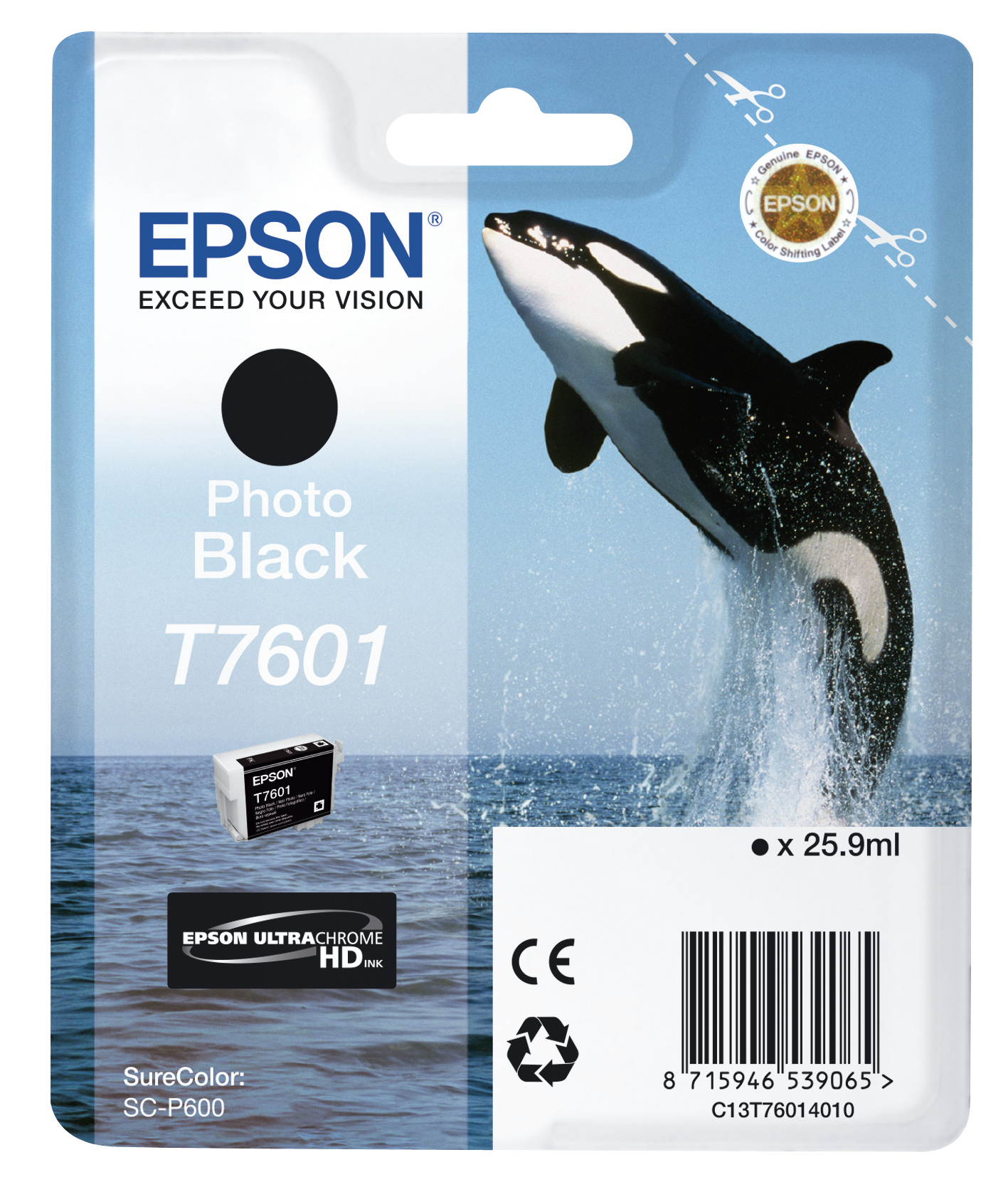 EPSON T7601 (Schwertwal) Foto schwarz Druckerpatrone
