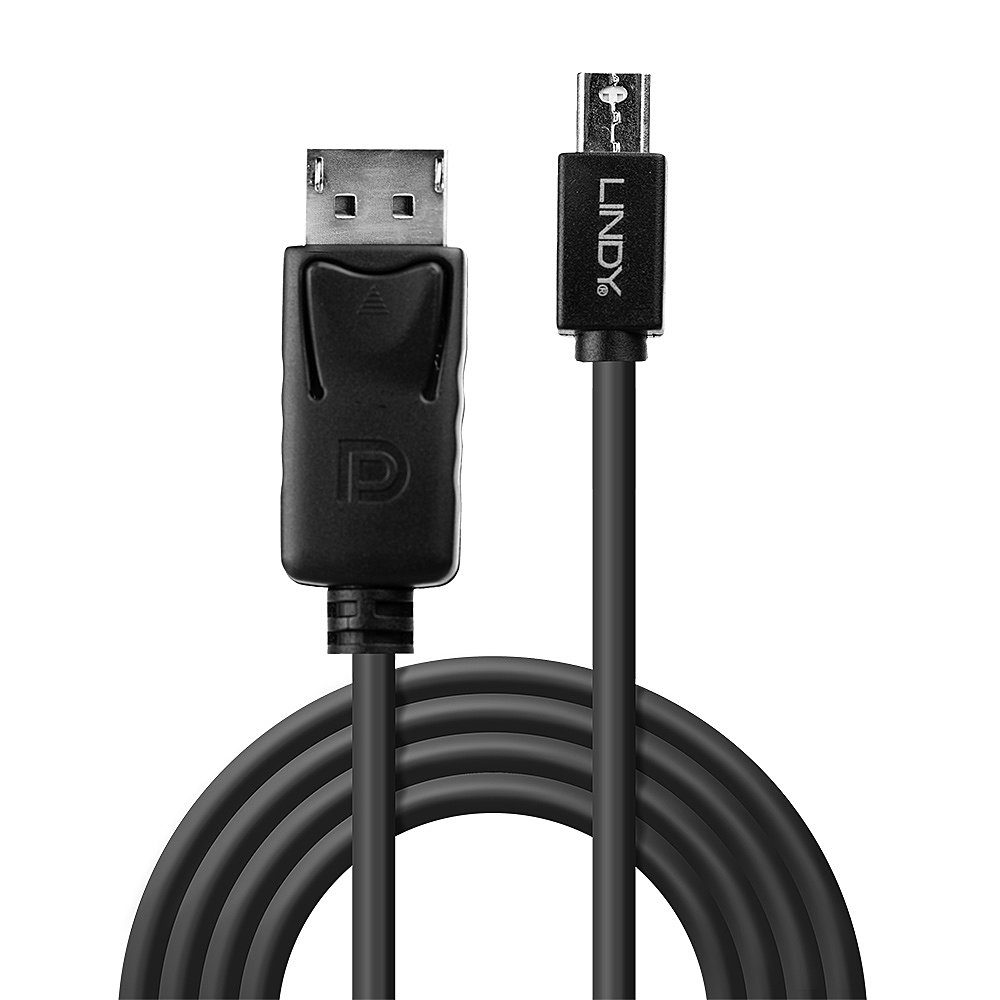 LINDY Mini DP zu DP Kabel, schwarz 3m MiniDisplayPort zu DisplayPort