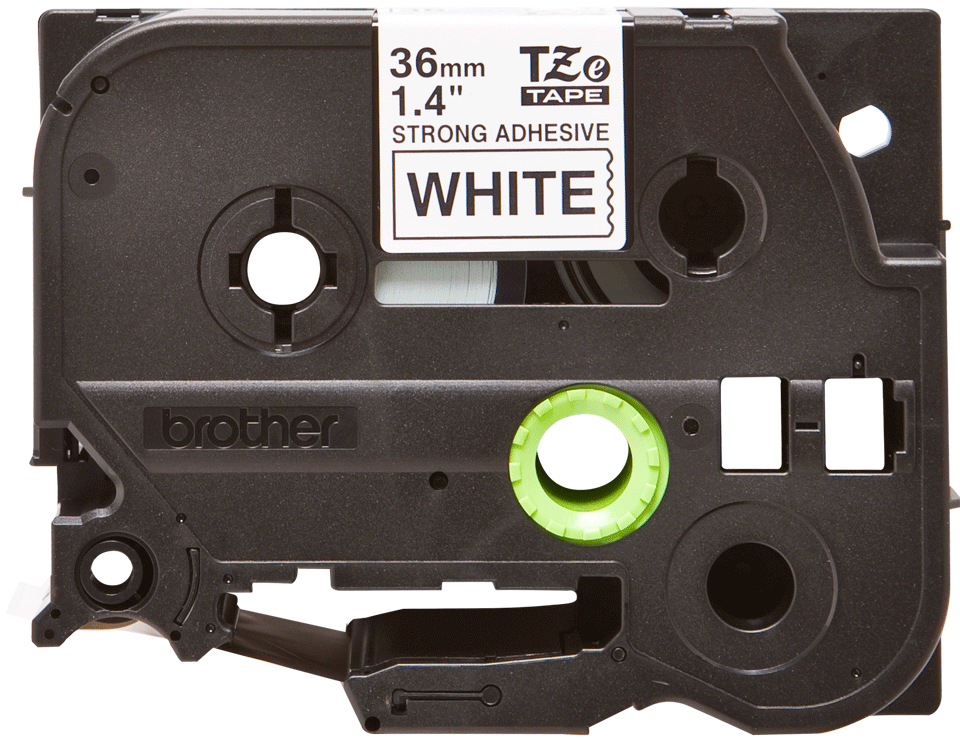 TZE-S261 LAMINATED TAPE 36 MM BLACK ON WHITE / EXTRA STRONG